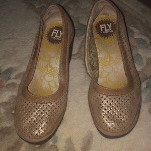 Fly London Women's Brown Perforated Flats
